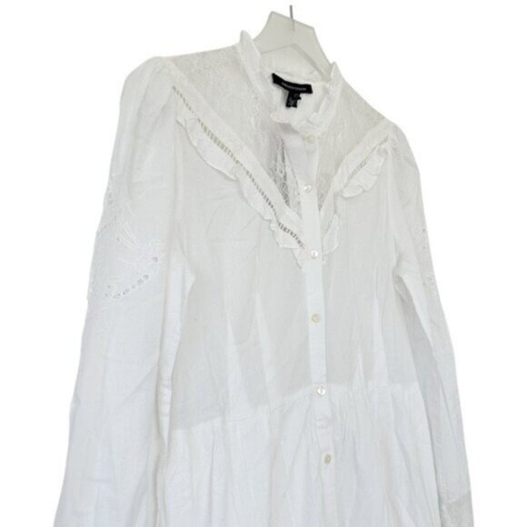 NWT French Connection Adeona Lawn Lace Mix French White Maxi Dress Size 10 - Picture 6 of 14